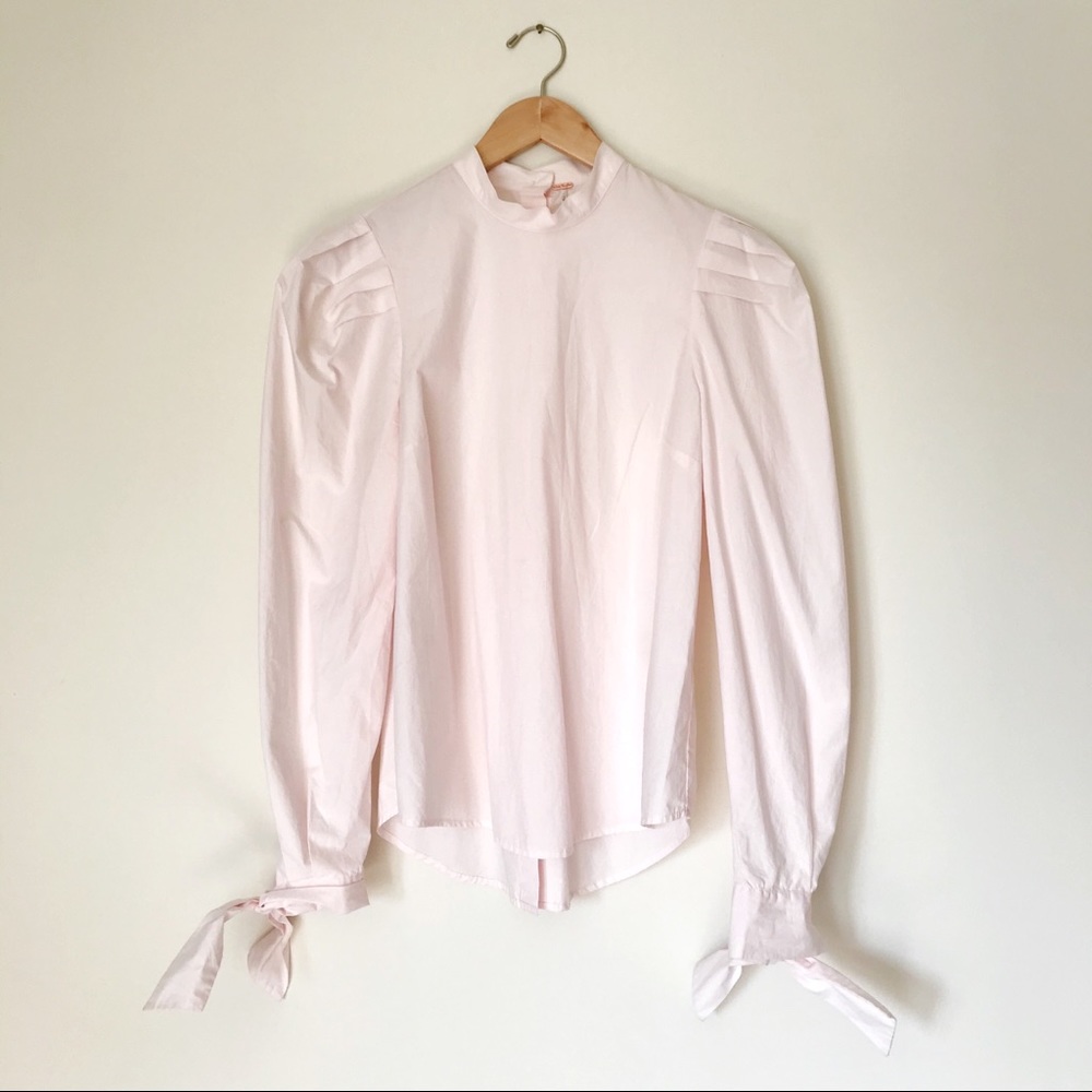 Free People Pink Poplin Cotton Blouse